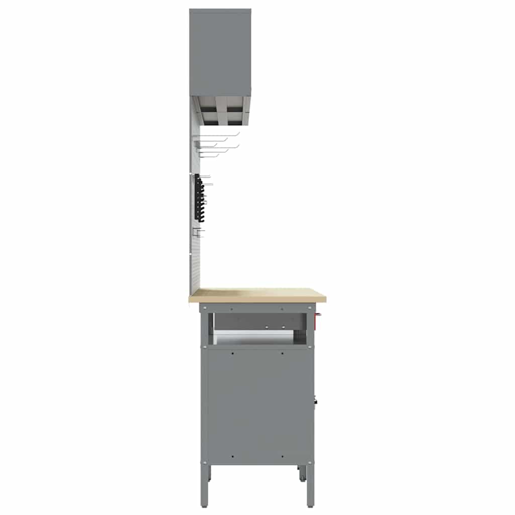 Werkbank-Set 8 pcs Rot und Grau Pulverbeschichteter Stahl