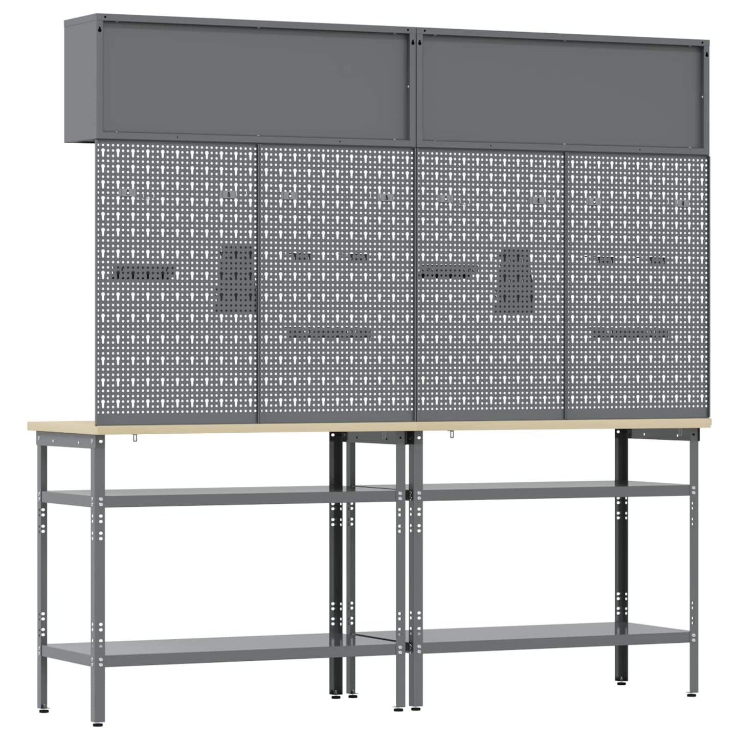 Werkbank-Set 8 stk. Schwarz und Grau Pulverbeschichteter Stahl