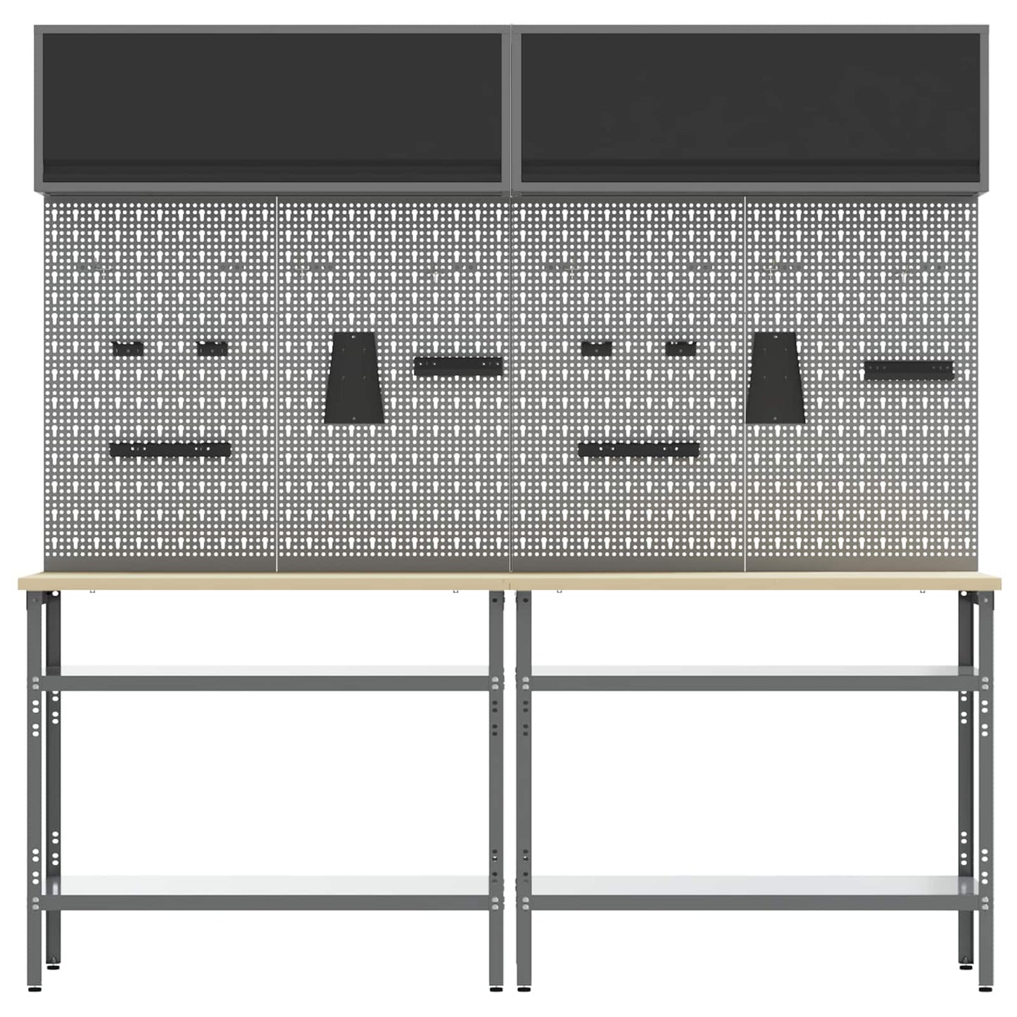 Werkbank-Set 8 stk. Schwarz und Grau Pulverbeschichteter Stahl