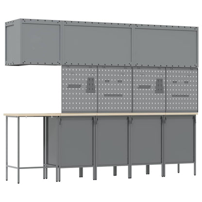 Arbeitsschrankset mit Schubladen 12 Stk. Schwarz und Grau