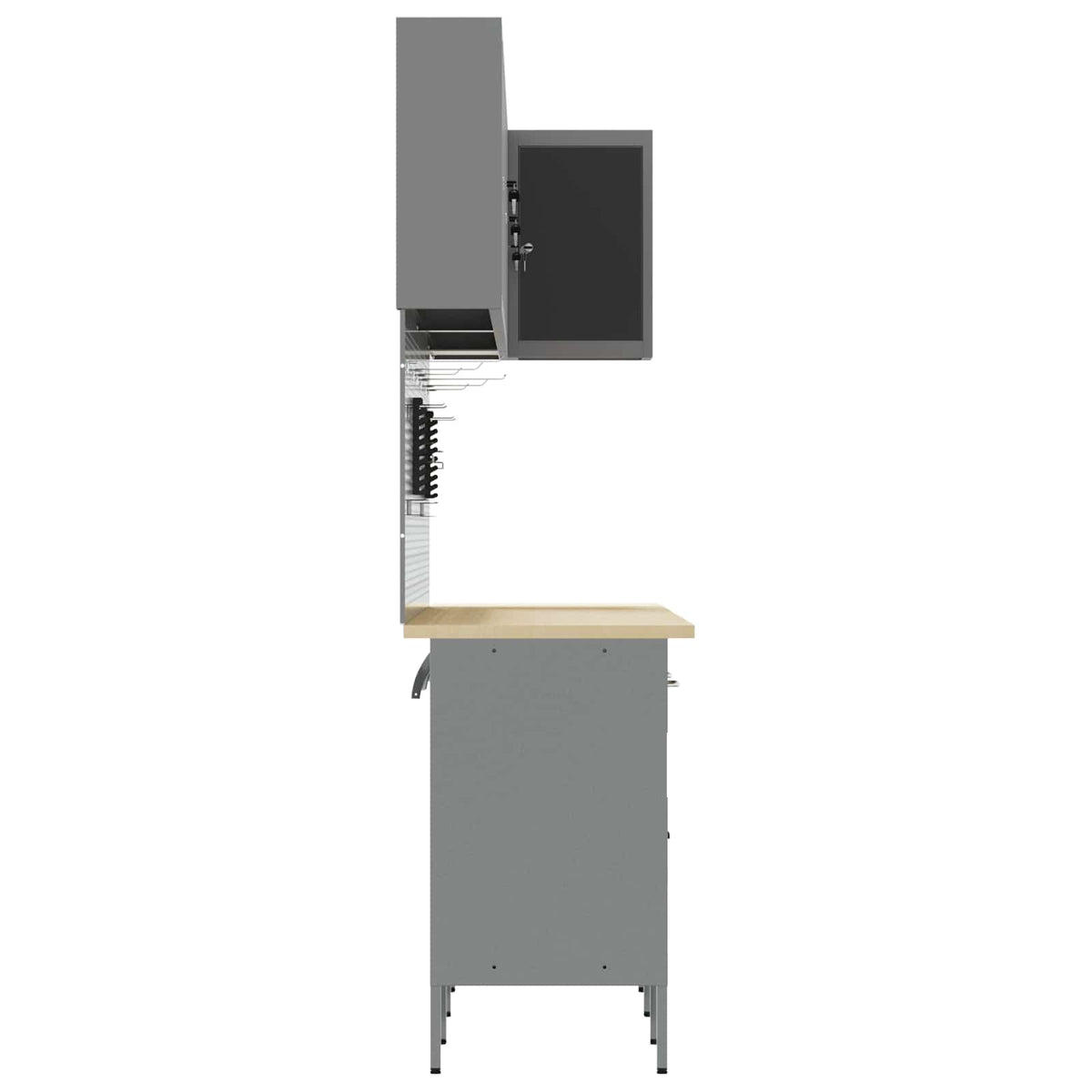Arbeitsschrankset mit Schubladen 12 Stk. Schwarz und Grau