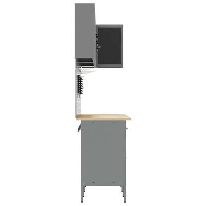Arbeitsschrankset mit Schubladen 12 Stk. Schwarz und Grau