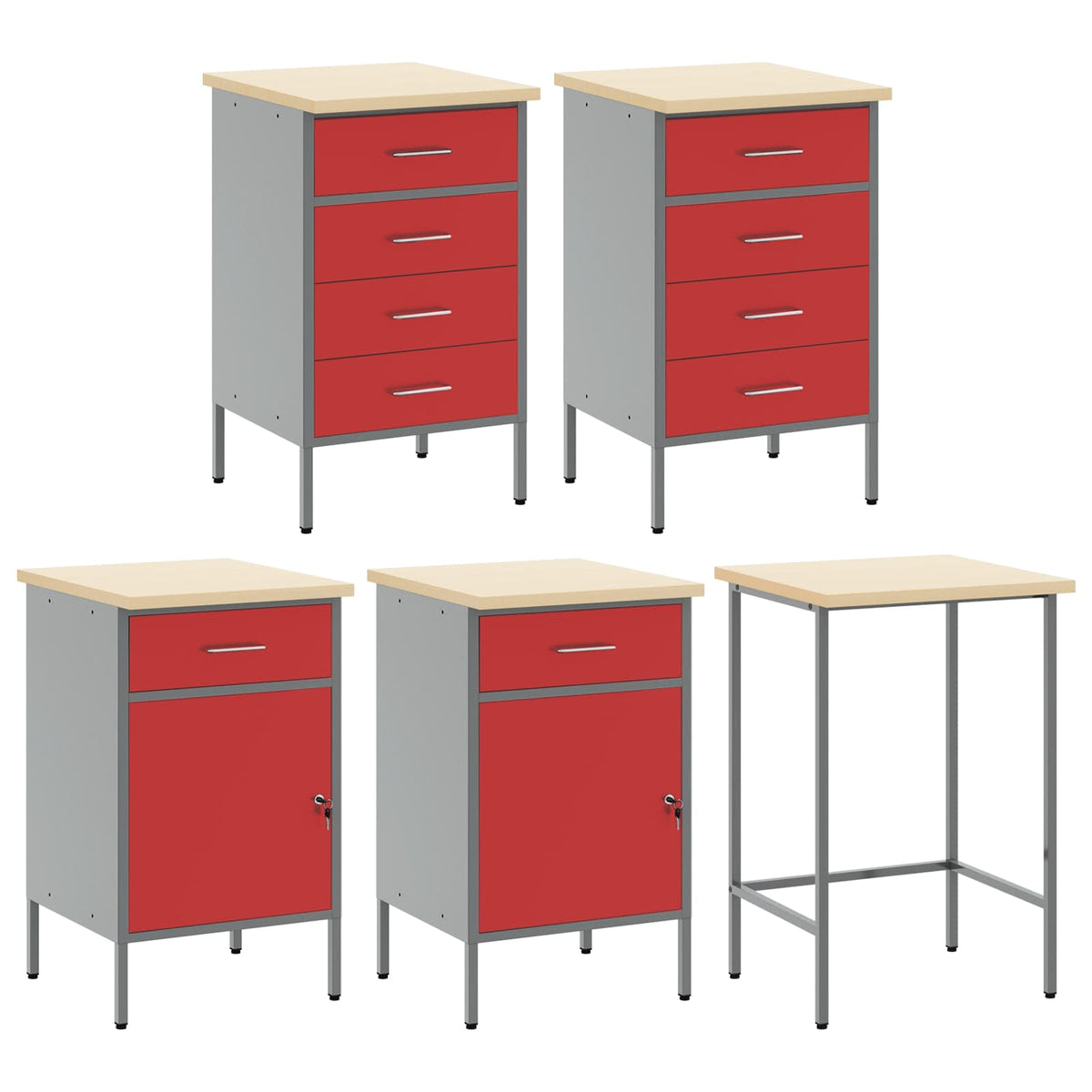 Arbeitsschrankset mit Schubladen 12 Stk. Schwarz und Grau