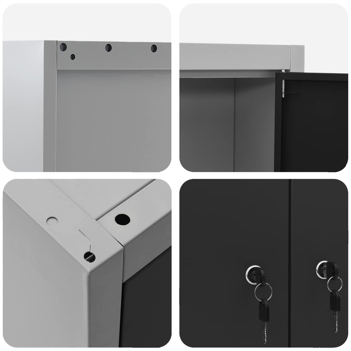 Arbeitsschrankset mit Schubladen 12 Stk. Schwarz und Grau