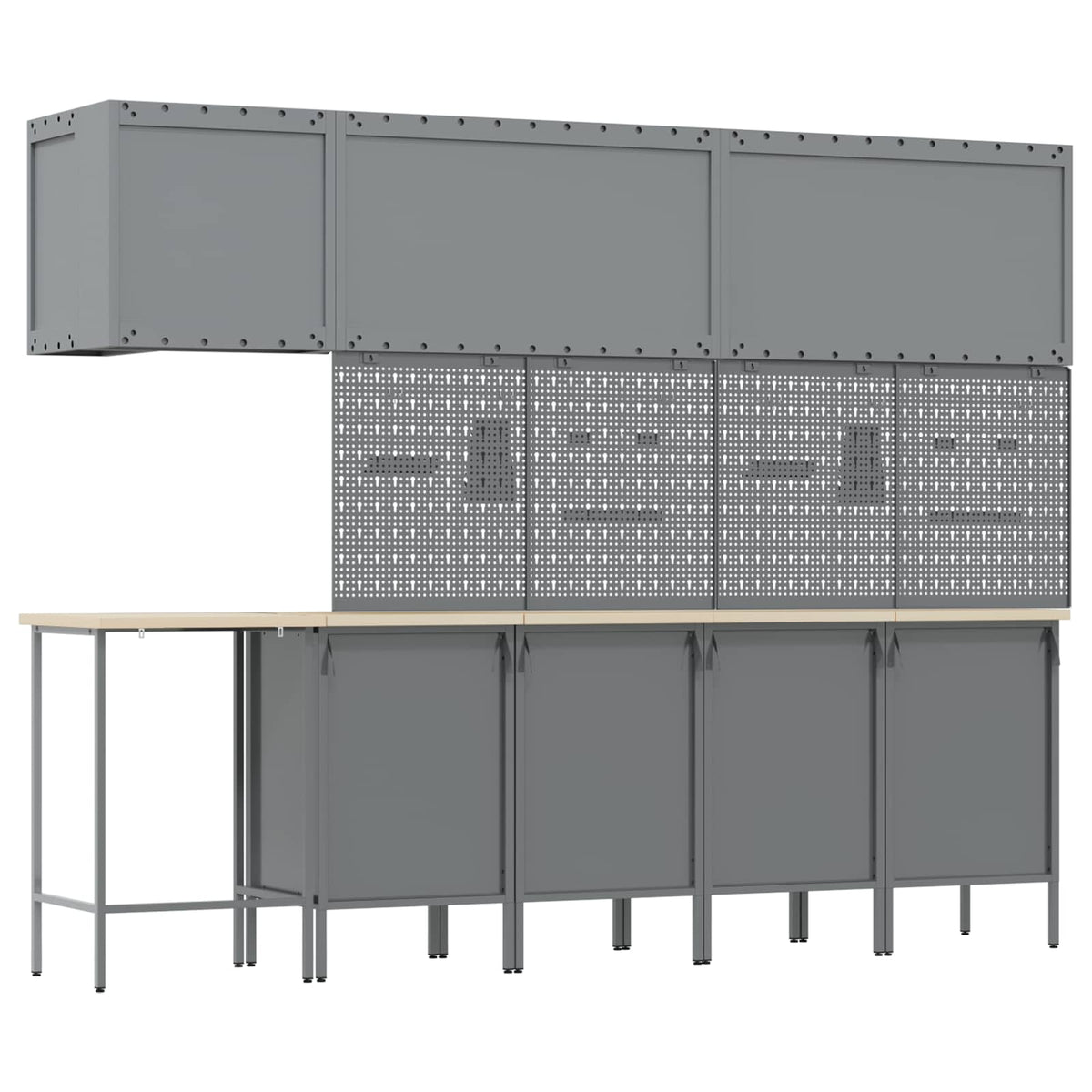 Arbeitsschrankset mit Schubladen 12 Stk. Schwarz und Grau