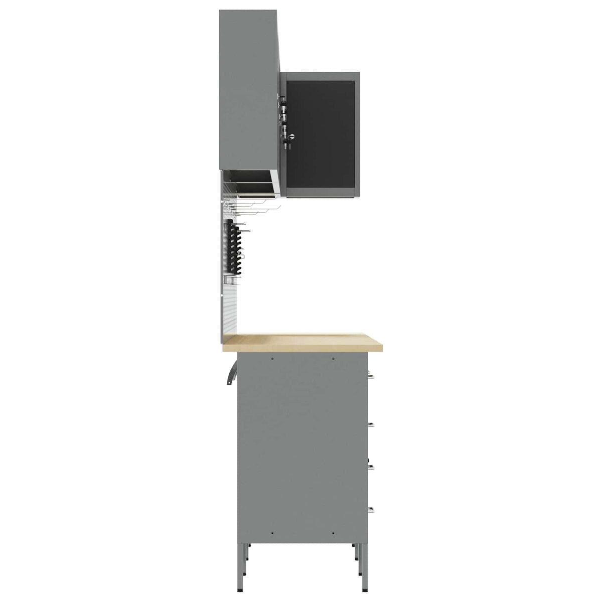 Arbeitsschrankset mit Schubladen 12 Stk. Schwarz und Grau