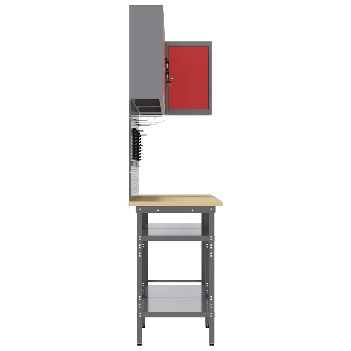Arbeitsschrankset mit Regal mit Speicher 10 Stk. Rot und Grau