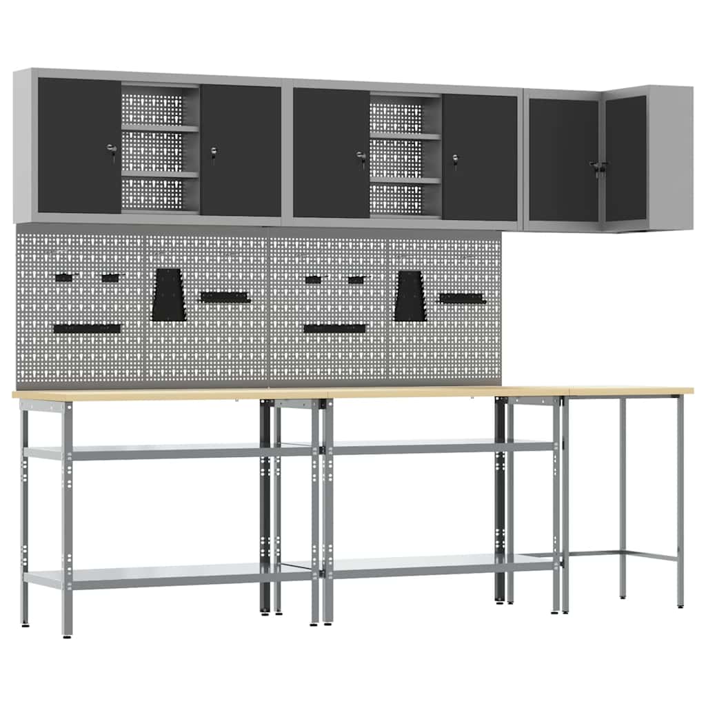 Werkzeuglagerung Tisch Set 10 pcs Schwarz 255 x 55 x 220 cm