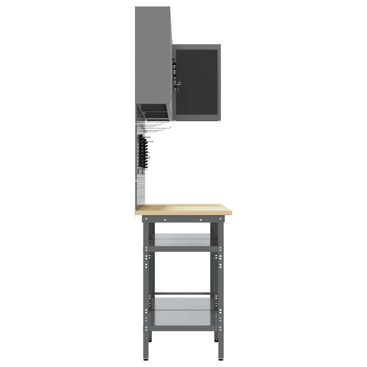 Arbeitsschrankset mit Regal 10 Stk. Schwarz und Grau