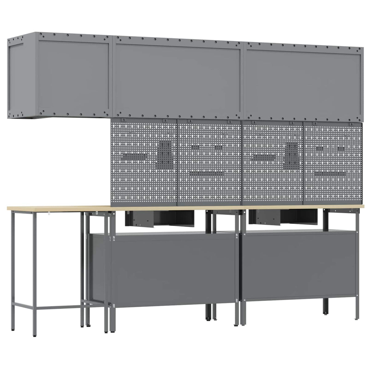 Arbeitsschrankset mit Schubladen 10 Stk. Schwarz und Grau