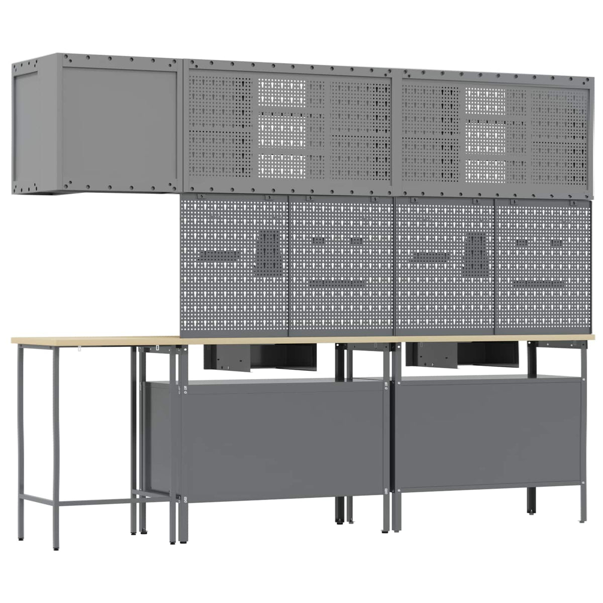 Arbeitsschrankset mit Schubladen 10 Stk. Schwarz und Grau