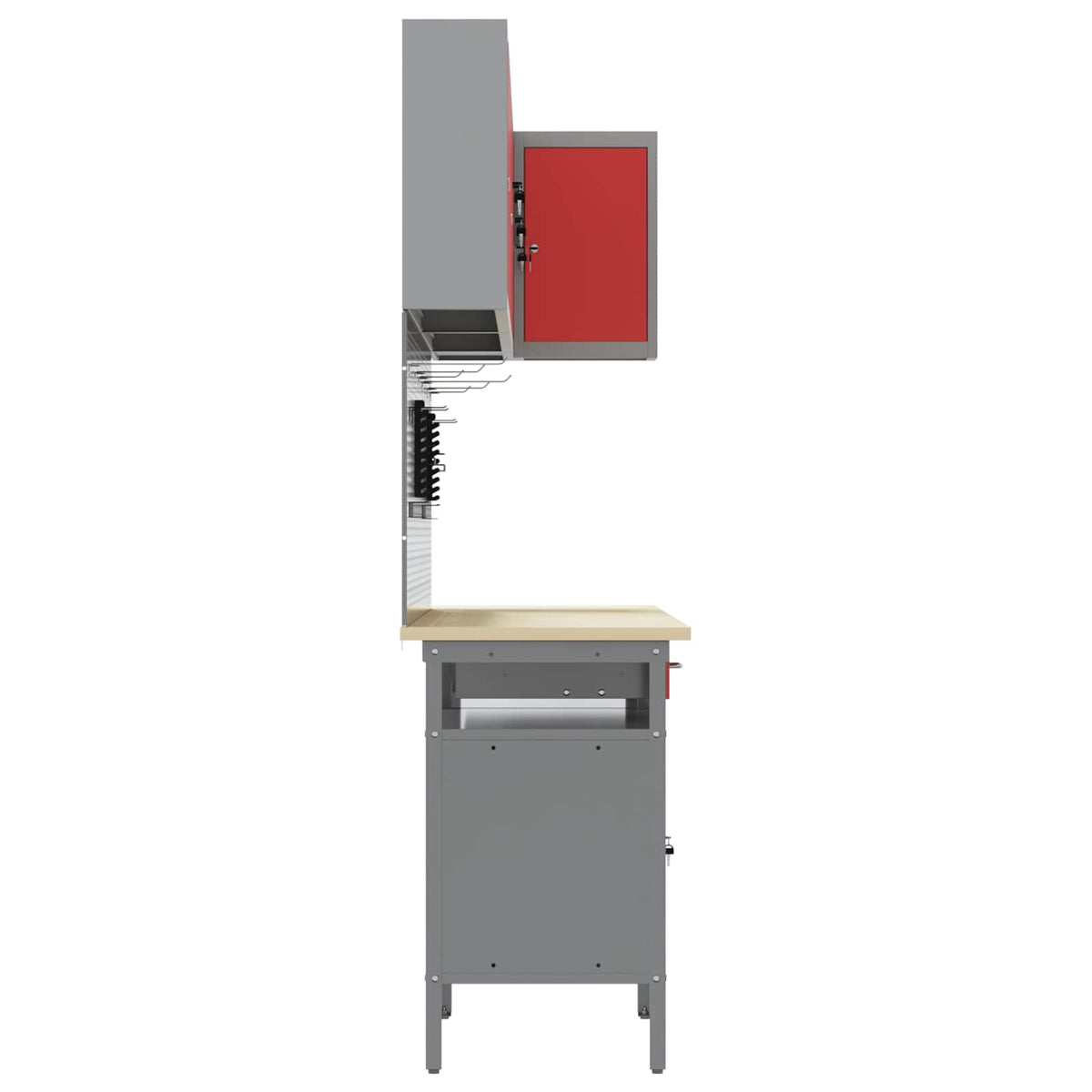 Arbeitsschrankset mit Schubladen mit Regal 10 Stk. Rot und Grau