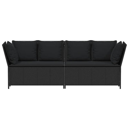 Gartensofa mit Kissen Schwarz Poly Rattan