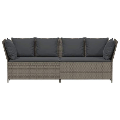 Gartensofa mit Kissen Grau Poly Rattan