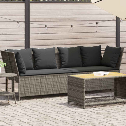 Gartensofa mit Kissen Grau Poly Rattan
