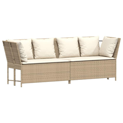 Gartensofa mit Kissen Beige Poly Rattan