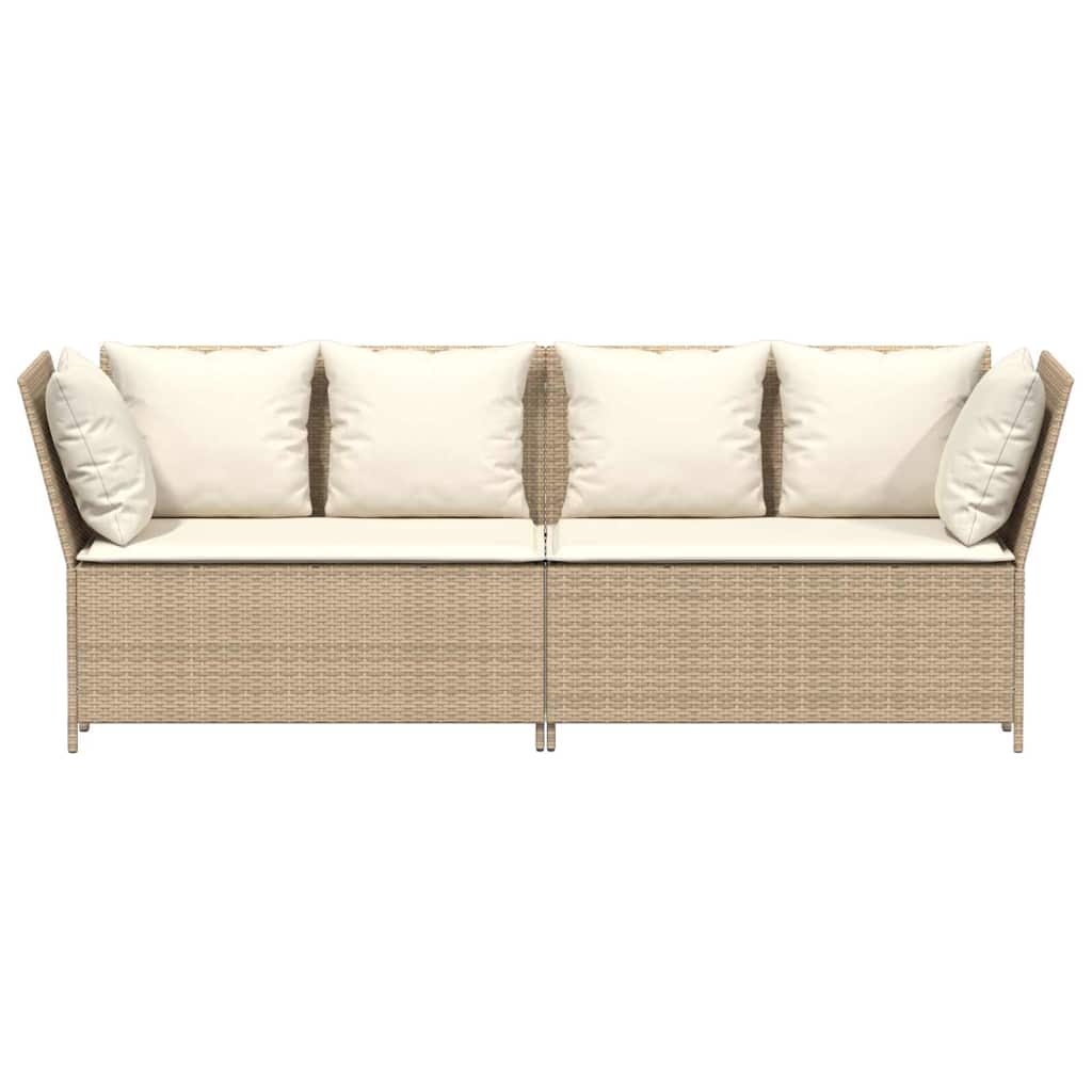 Gartensofa mit Kissen Beige Poly Rattan