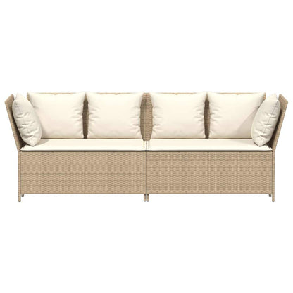 Gartensofa mit Kissen Beige Poly Rattan