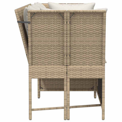 Gartensofa mit Kissen Beige Poly Rattan