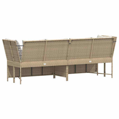 Gartensofa mit Kissen Beige Poly Rattan