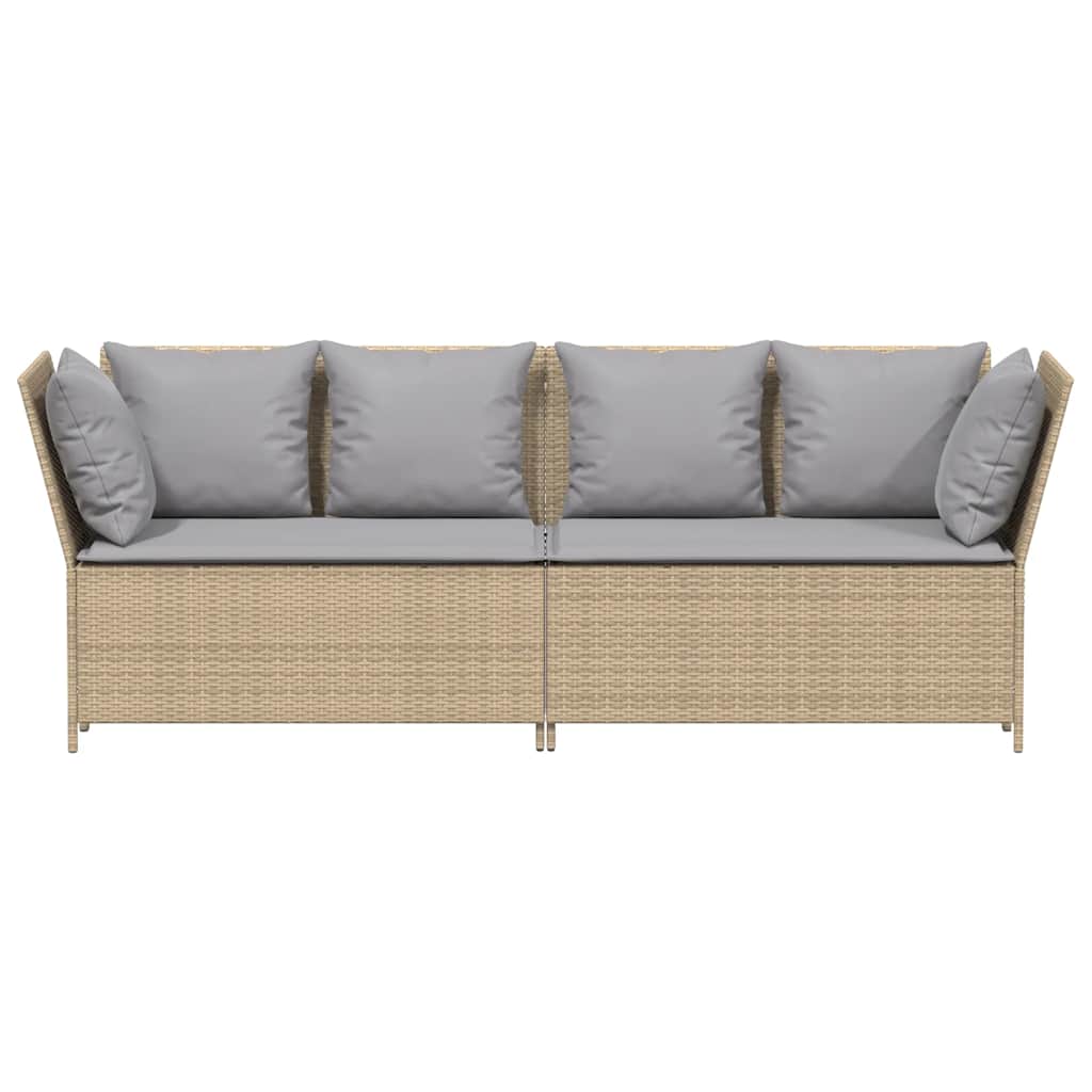 Gartensofa mit Kissen Beige Poly Rattan