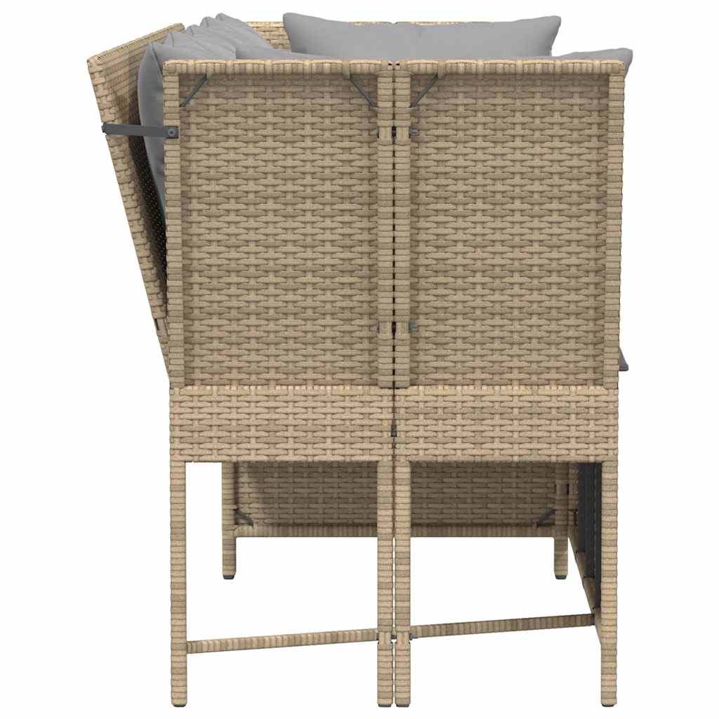 Gartensofa mit Kissen Beige Poly Rattan