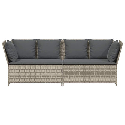 Gartensofa mit Kissen Hellgrau Poly Rattan