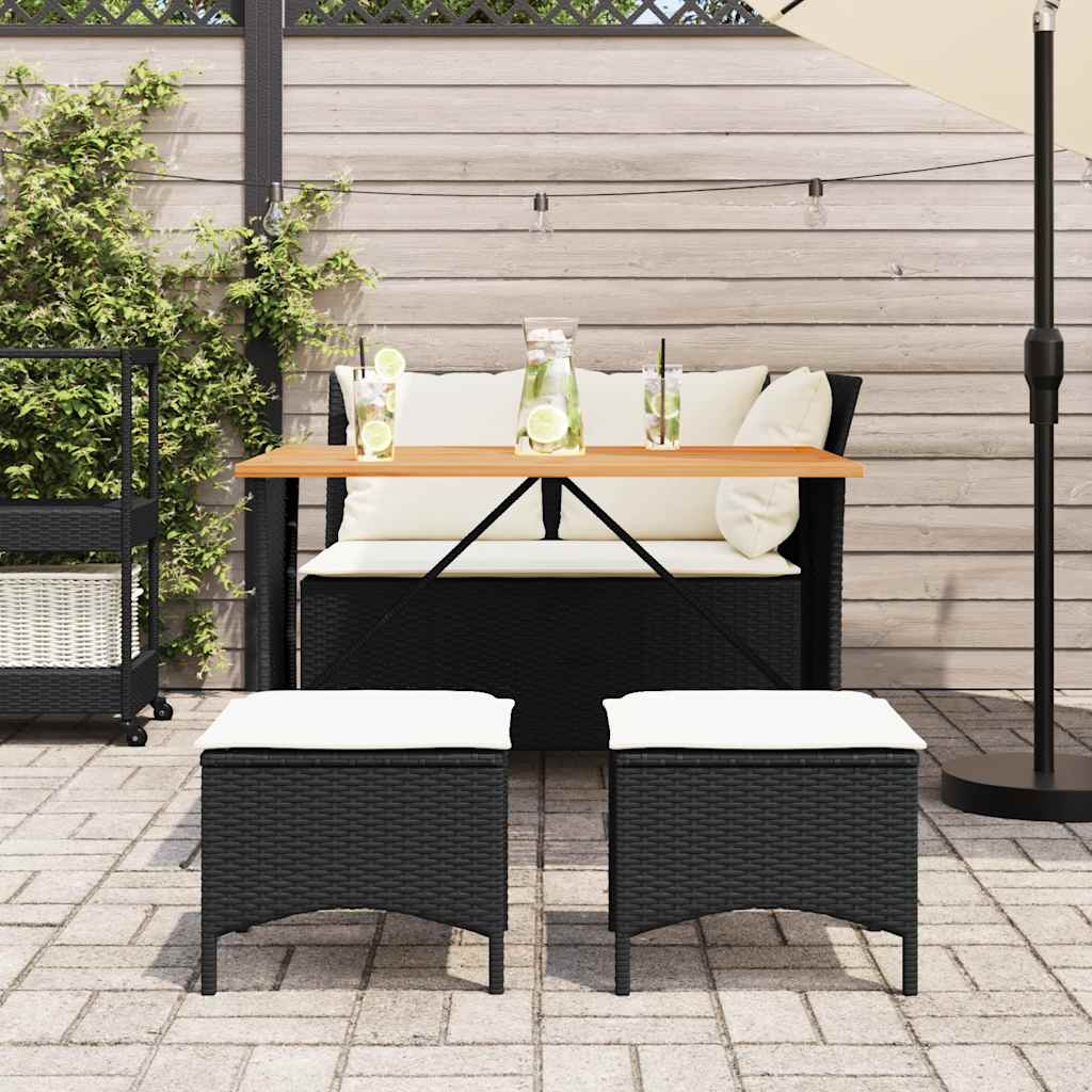 4-tlg. Garten-Essgruppe mit Kissen Schwarz Poly Rattan