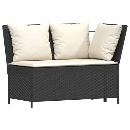 4-tlg. Garten-Essgruppe mit Kissen Schwarz Poly Rattan
