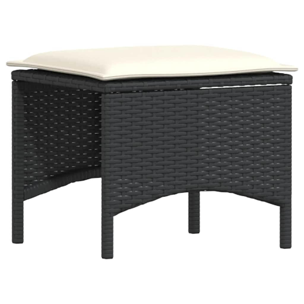 4-tlg. Garten-Essgruppe mit Kissen Schwarz Poly Rattan