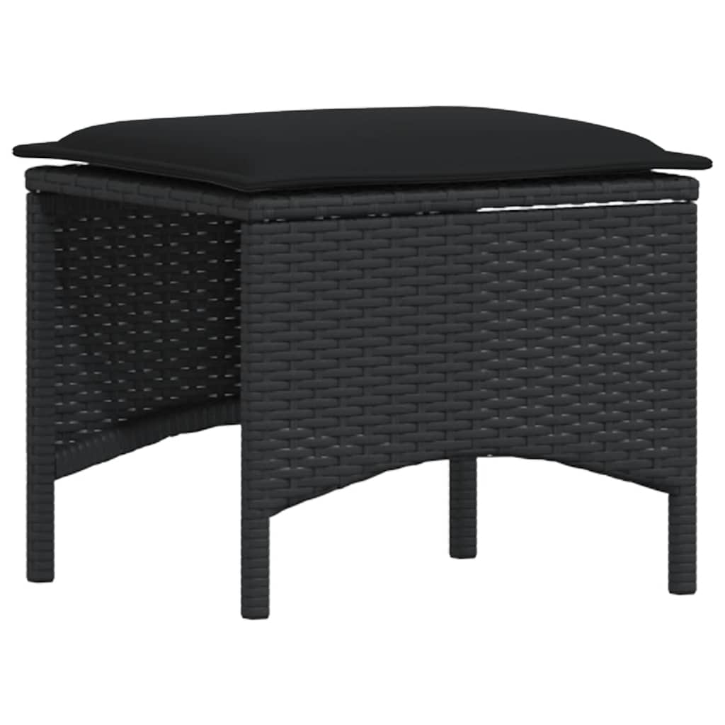 4-tlg. Garten-Essgruppe mit Kissen Schwarz Poly Rattan