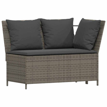 4-tlg. Garten-Essgruppe mit Kissen Grau Poly Rattan