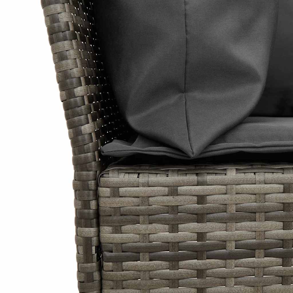 4-tlg. Garten-Essgruppe mit Kissen Grau Poly Rattan