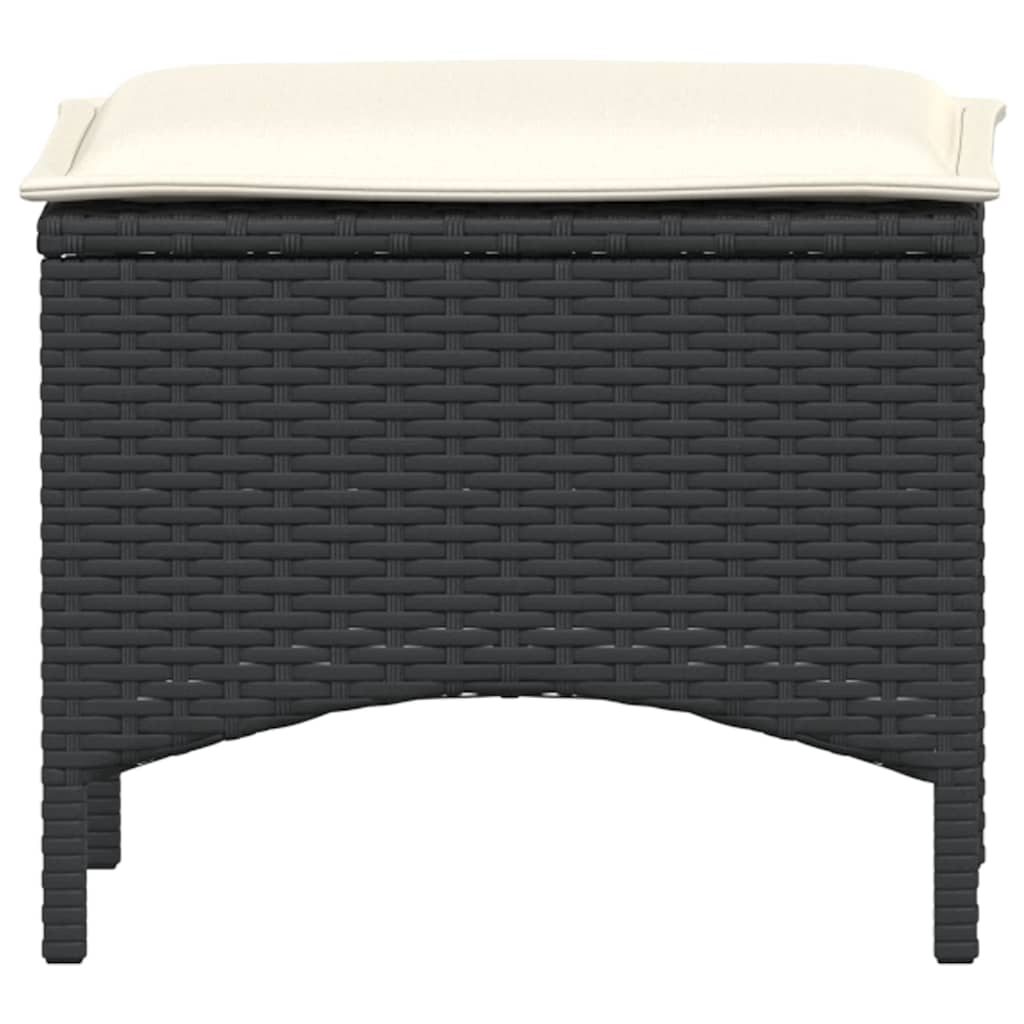 3-tlg. Garten-Essgruppe mit Kissen Schwarz Poly Rattan