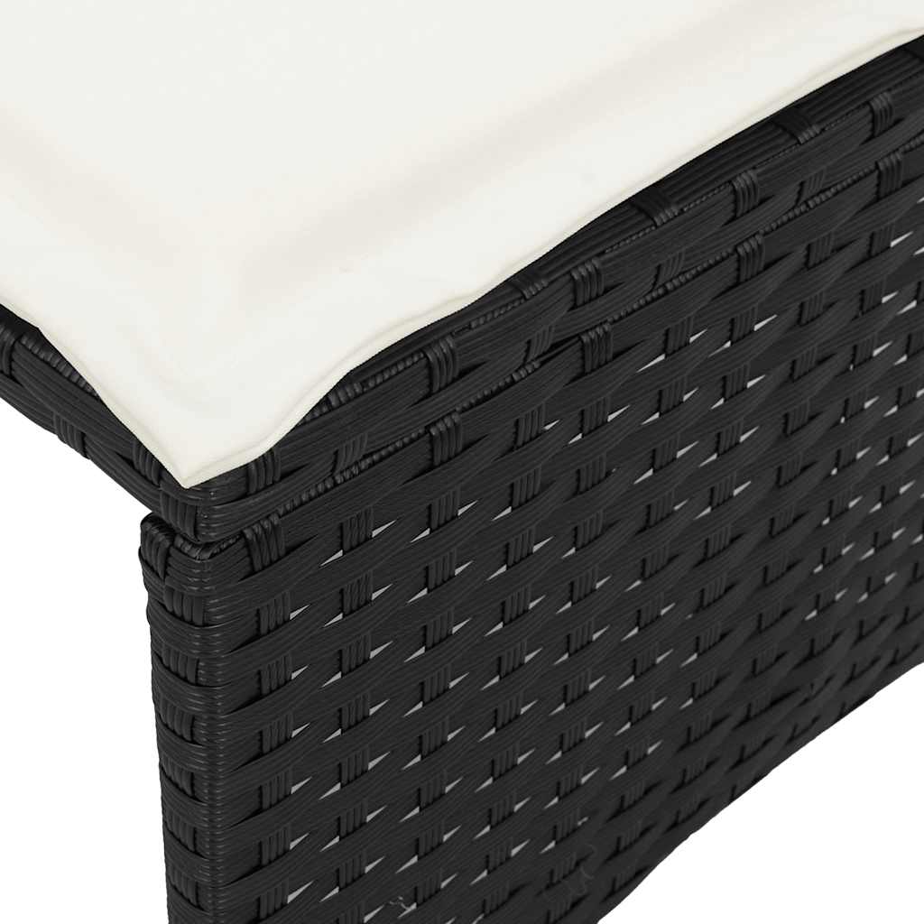 3-tlg. Garten-Essgruppe mit Kissen Schwarz Poly Rattan
