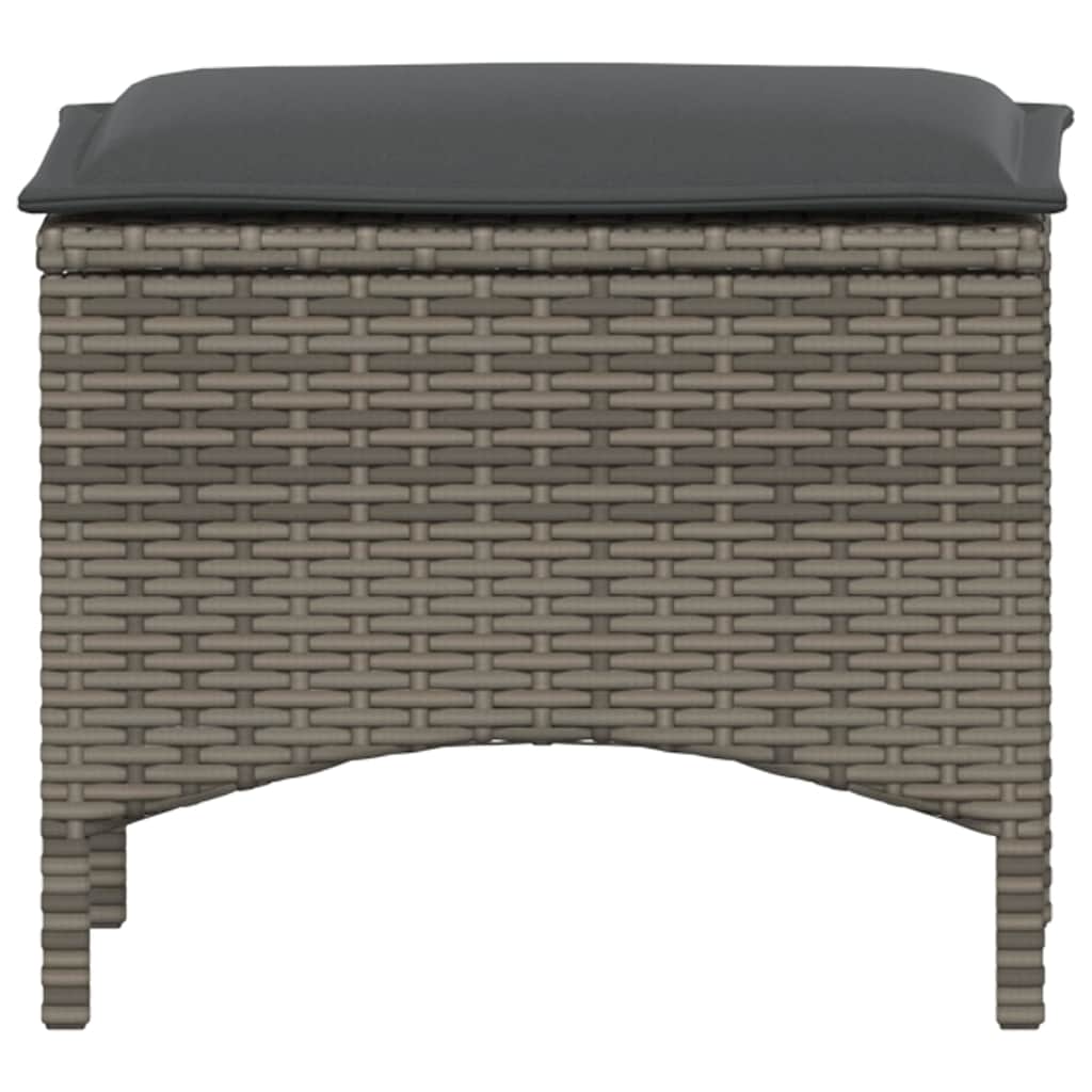 3-tlg. Garten-Essgruppe mit Kissen Grau Poly Rattan