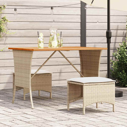 3-tlg. Garten-Essgruppe mit Kissen Beige Poly Rattan