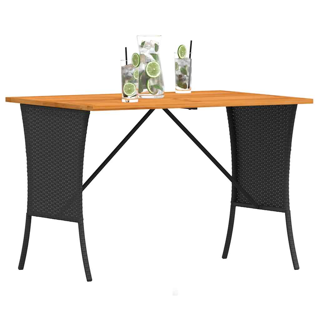 Gartentisch mit Akazienholzplatte 105x75x72 cm Poly Rattan
