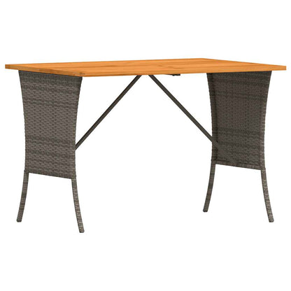 Gartentisch mit Akazienholzplatte Grau 105x75x72cm Poly Rattan
