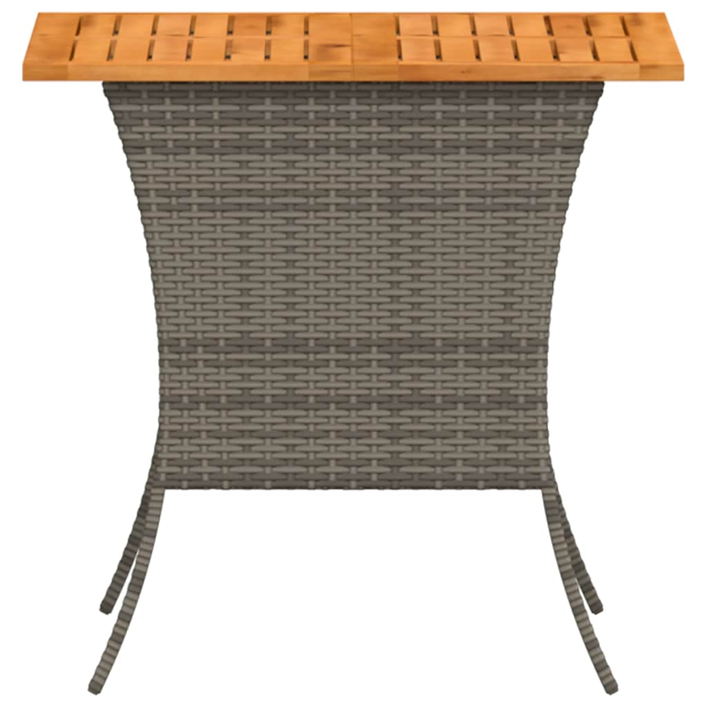 Gartentisch mit Akazienholzplatte Grau 105x75x72cm Poly Rattan