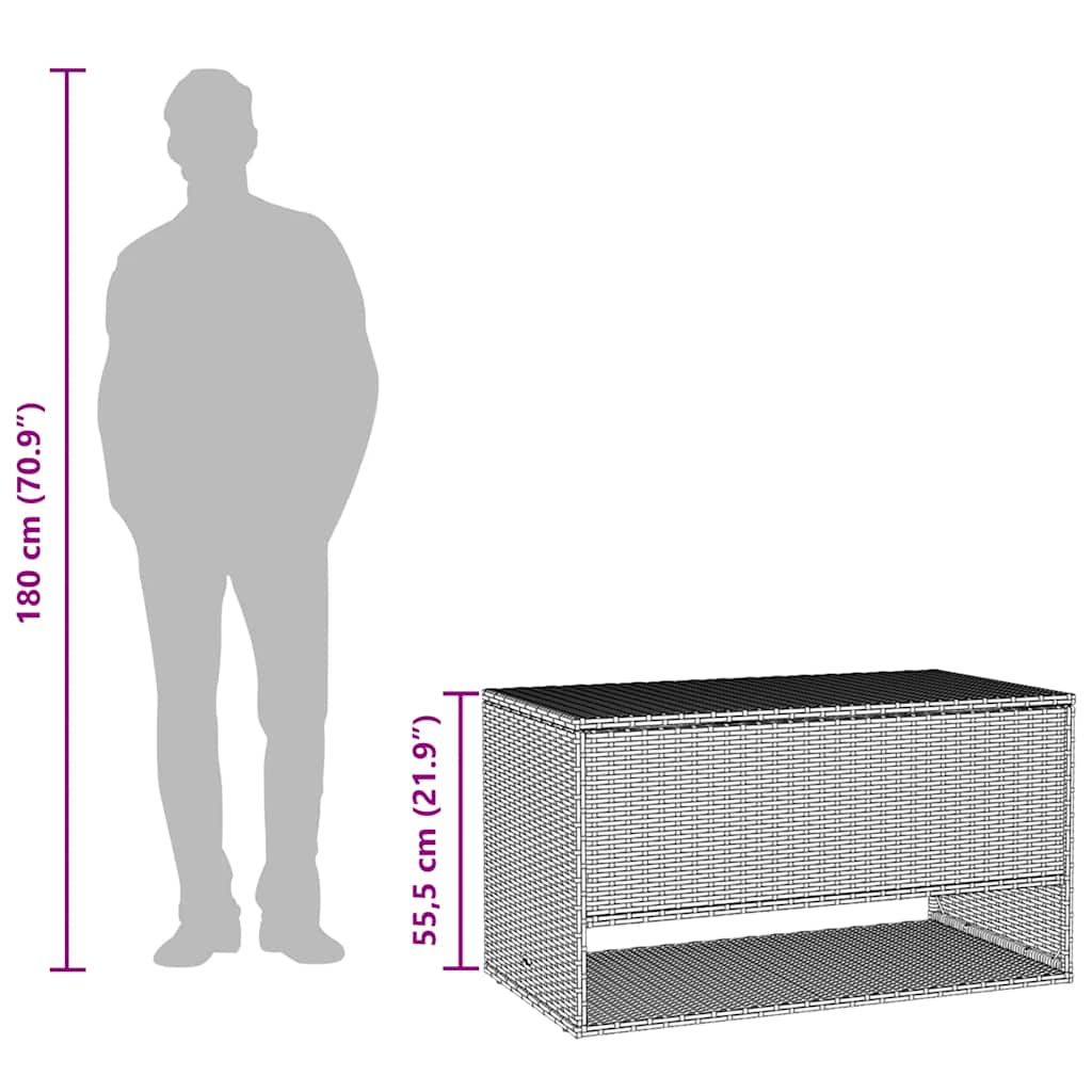 Outdoor-Kissenbox Schwarz 100x55x55,5 cm Poly Rattan