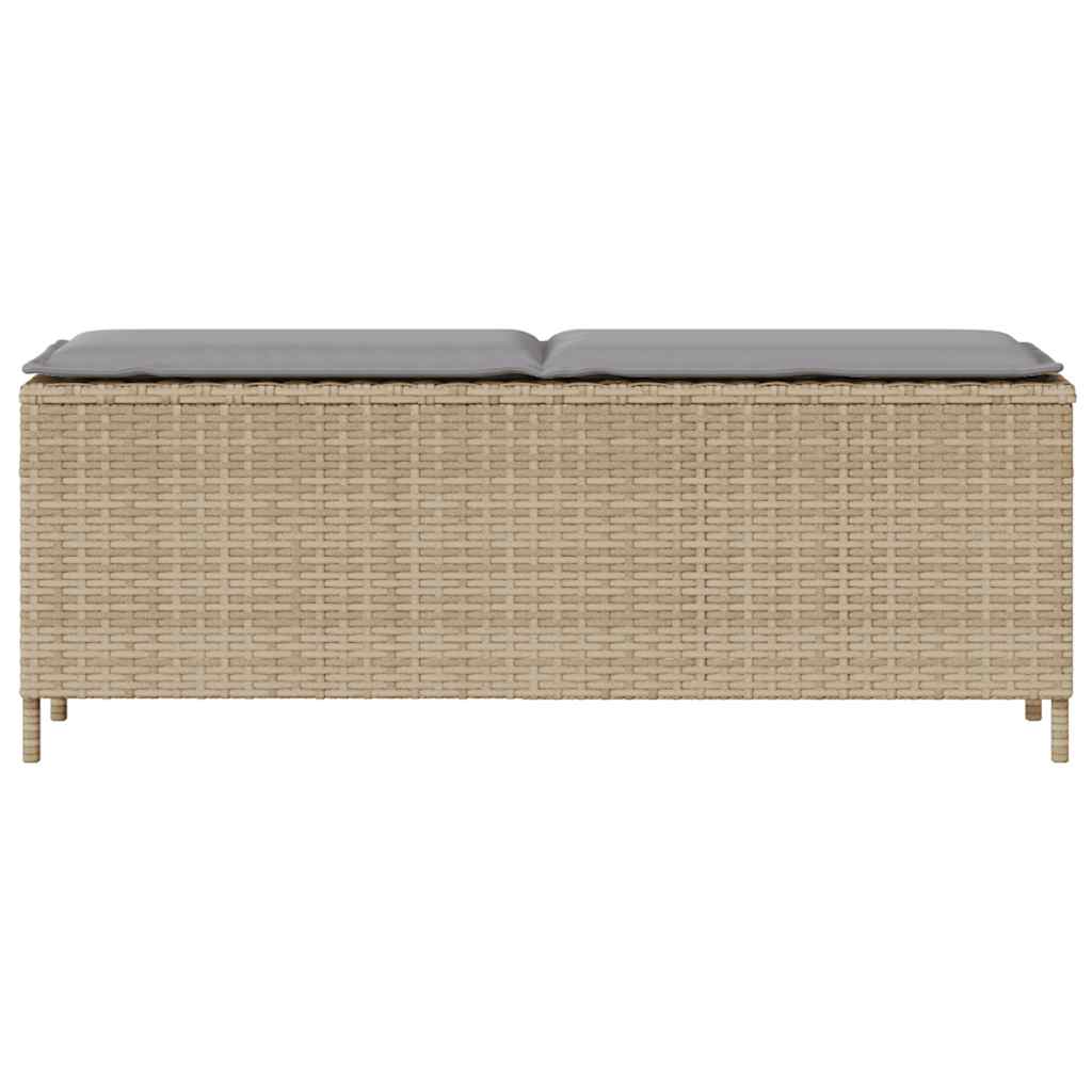 Gartenbank mit Kissen Beige 110x30x40,5 cm Poly Rattan
