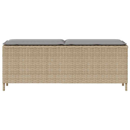Gartenbank mit Kissen Beige 110x30x40,5 cm Poly Rattan