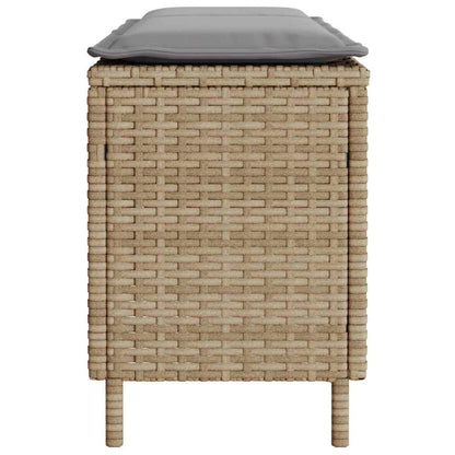 Gartenbank mit Kissen Beige 110x30x40,5 cm Poly Rattan