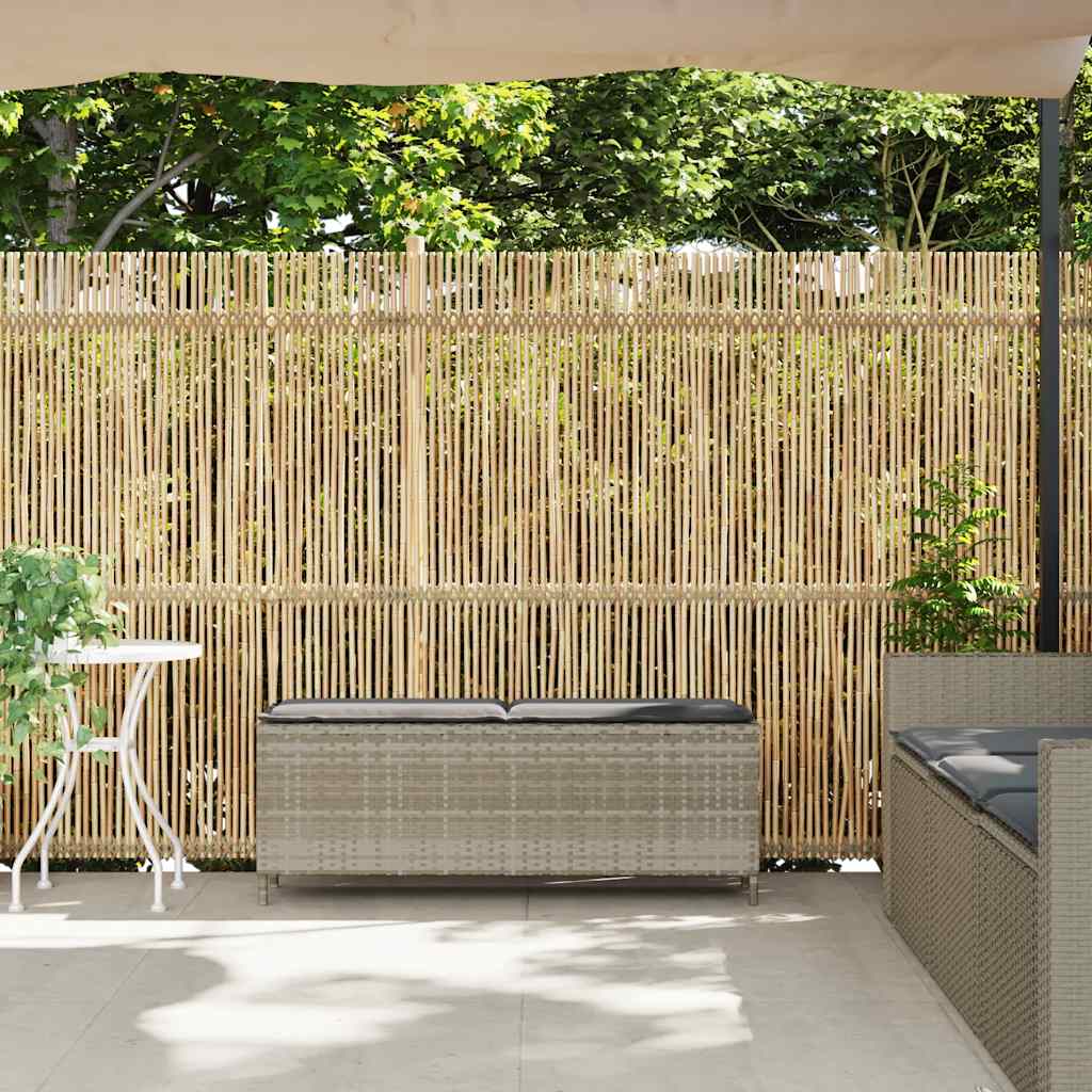 Gartenbank mit Kissen Hellgrau 110x30x40,5 cm Poly Rattan