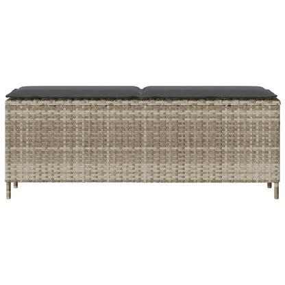 Gartenbank mit Kissen Hellgrau 110x30x40,5 cm Poly Rattan