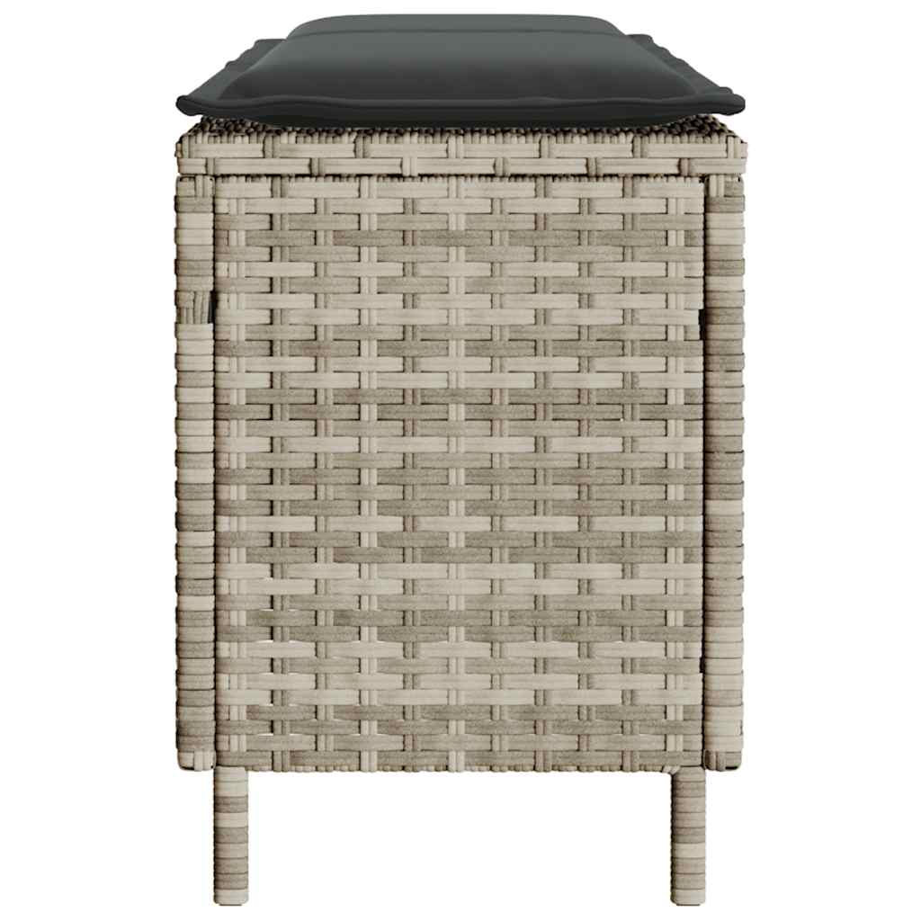 Gartenbank mit Kissen Hellgrau 110x30x40,5 cm Poly Rattan