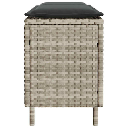 Gartenbank mit Kissen Hellgrau 110x30x40,5 cm Poly Rattan