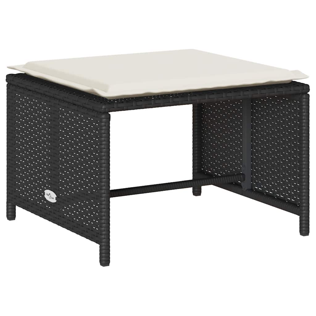 5-tlg. Garten-Sofagarnitur Kissen Stapelbar Schwarz Poly Rattan