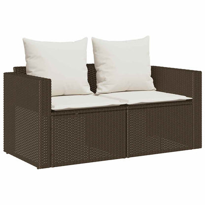 5-tlg. Garten-Sofagarnitur Kissen Stapelbar Braun Poly Rattan